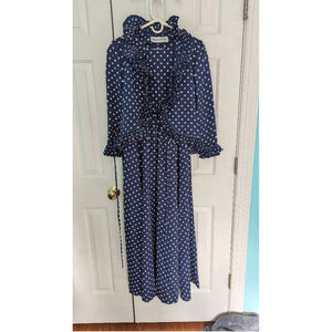 Women's Victor Costa Dress, Size 6, Navy Polka Dot
